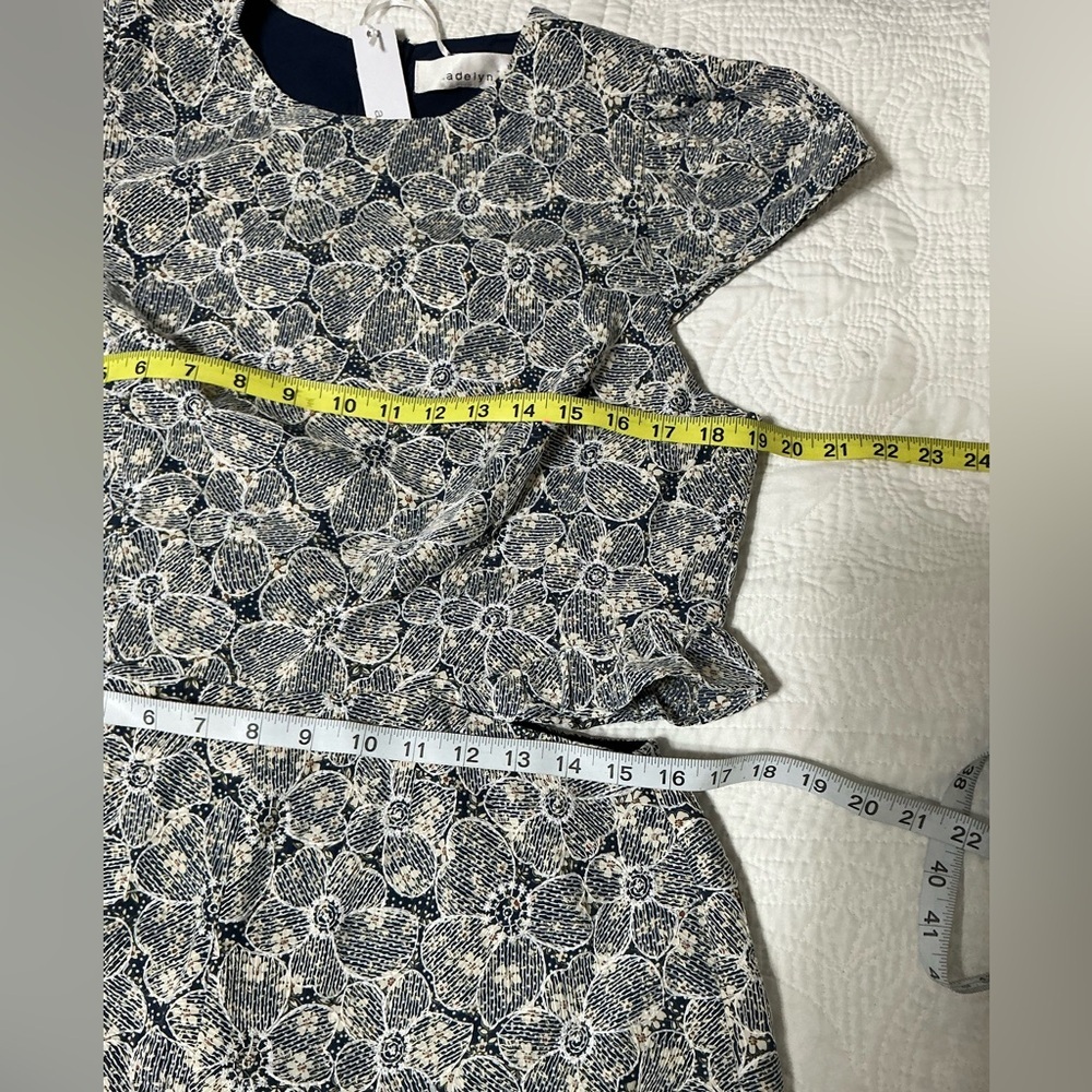 NWT Adelyn Rae Helena Embroidered cut-out jumpsuit in blue print Large - Picture 9 of 16